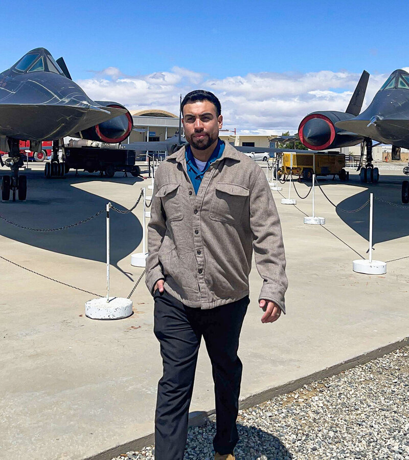 image of Adrian Esparza with jets