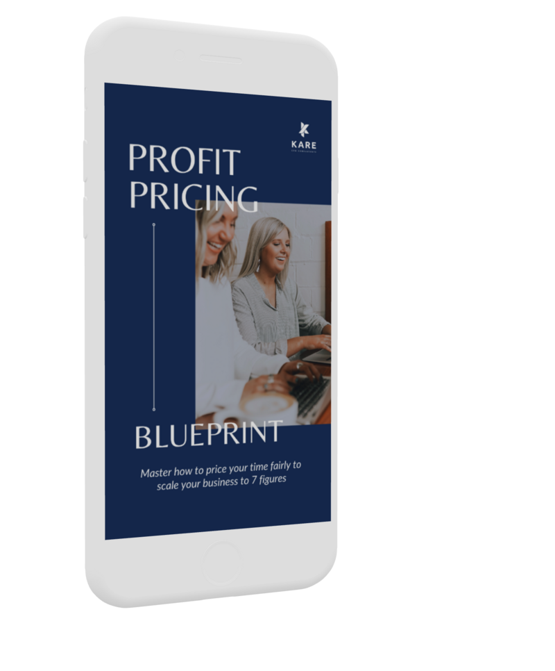 Image of a smartphone displaying the Profit Pricing Blueprint for entrepreneurs