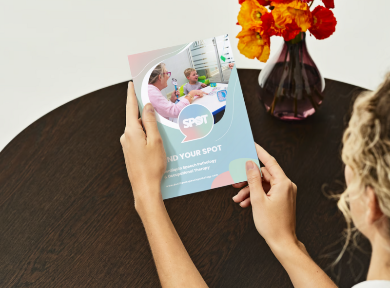 Deni SPOT brochure featuring speech and occupational therapy services.