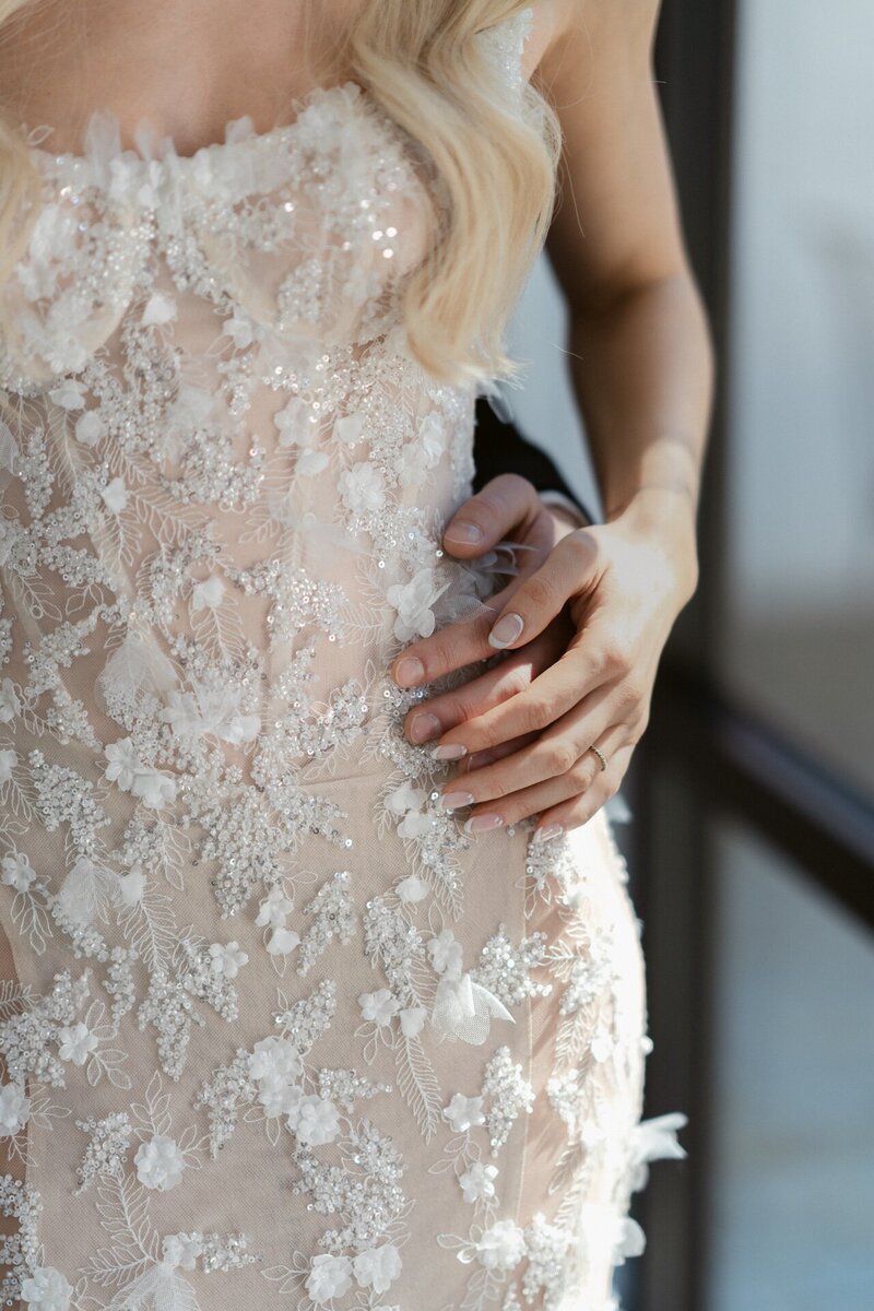 Portrait of a bride getting ready for her intimate wedding in London city