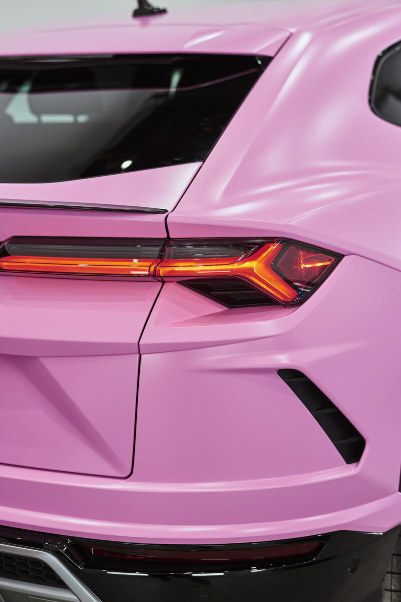 pink lamborghini urus vinyl wrap toronto markham le mans detailing