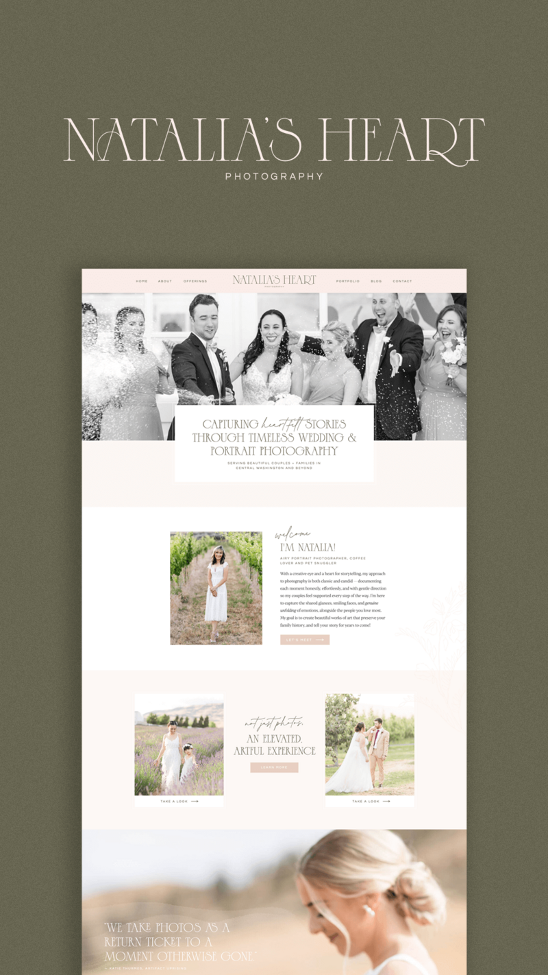 Custom Showit website design for Natalia’s Heart Photography