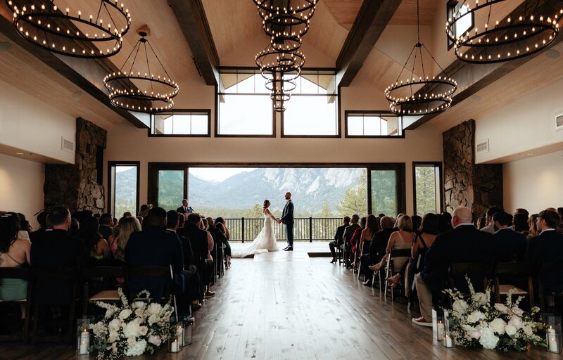 Indoor Colorado wedding reception at The Boulders at Black Canyon Inn captured by Mrs. Ferree Photography