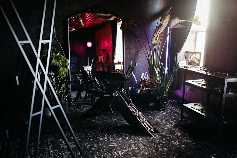 Edgy boudoir set in a Norfolk Boudoir studio