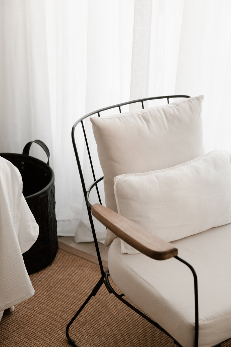 Sleek White Arm Chair - West Village Realty