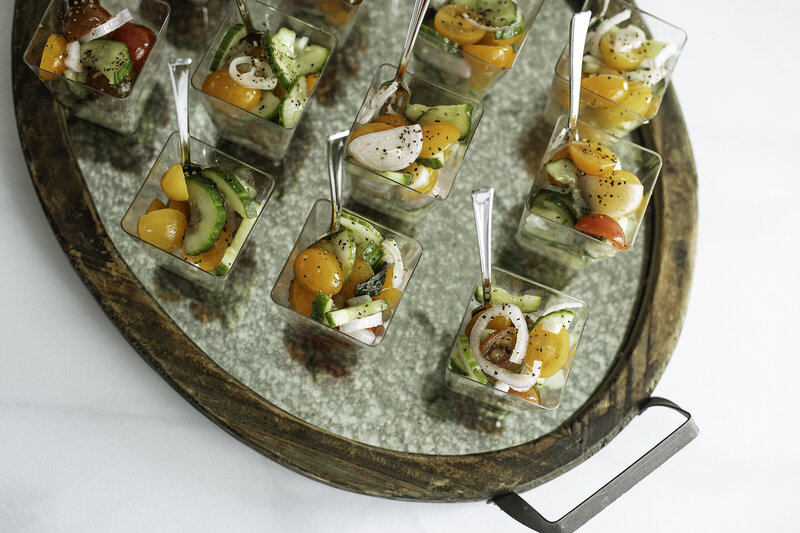 Salad cups made by Mason Dixon catering