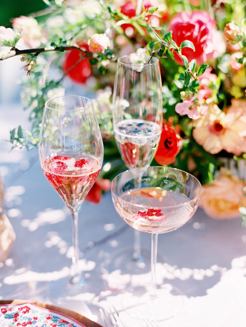 Beautiful & bright cocktails for wedding cocktail hour at outdoor reception