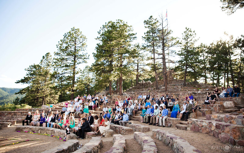 Outdoor Wedding Ceremony in the Round with Stone Seating at Sunrise Amphitheater