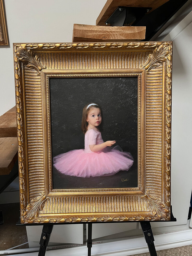 2024 LUXE Painted Portraits Little Ballerina Painting Framed English_3369 Web