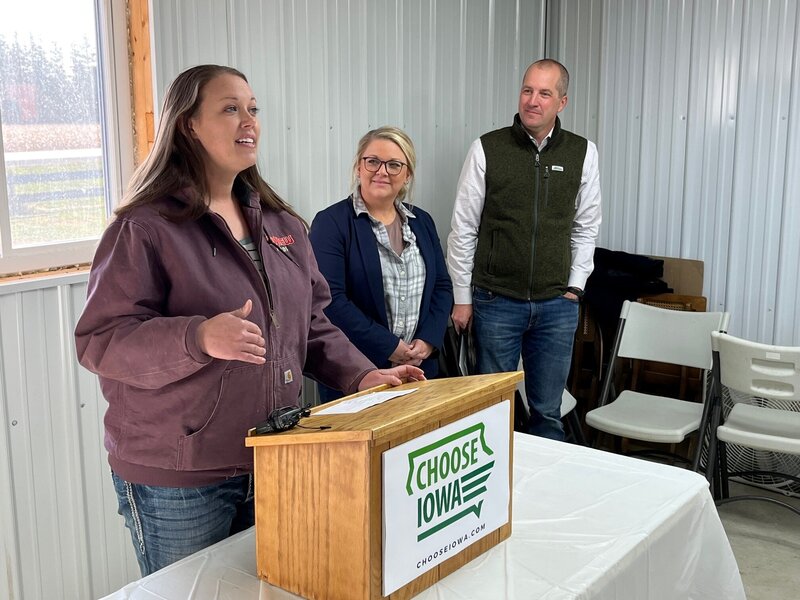 Local farmer speaking at Choose Iowa Event