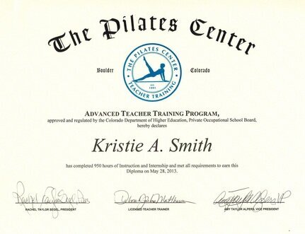 Classical Pilates Advanced Training Program certification