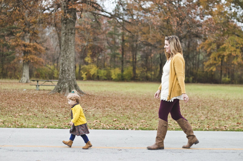 mother daughter walking candid ohio family portrait
