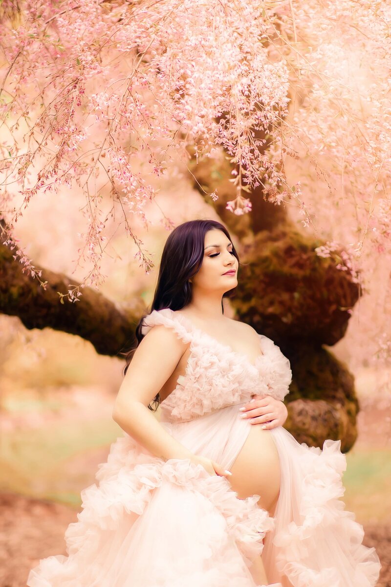 Seattle Cherry Blossom Maternity Photos