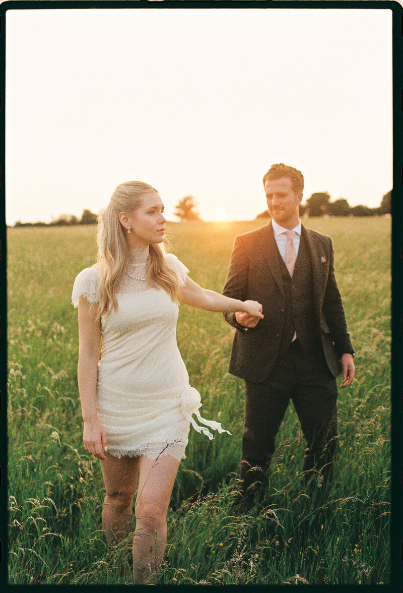 35mm golden hour couple portrait Hamswell House