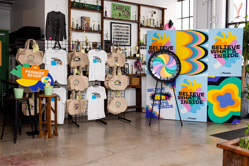 Immersive event set design by Chem Creative for Piñata at Permissionless at Carreau Club in New York City, featuring bold colors and branded installations