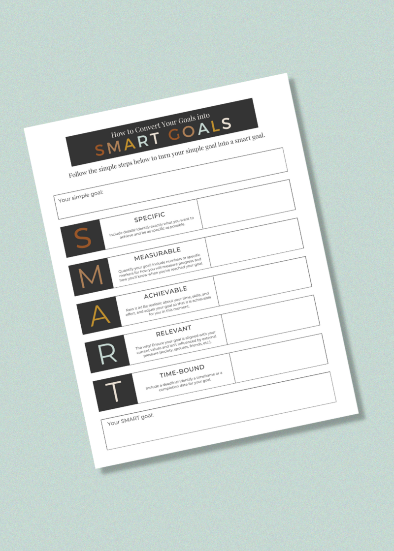 Smart goals worksheet