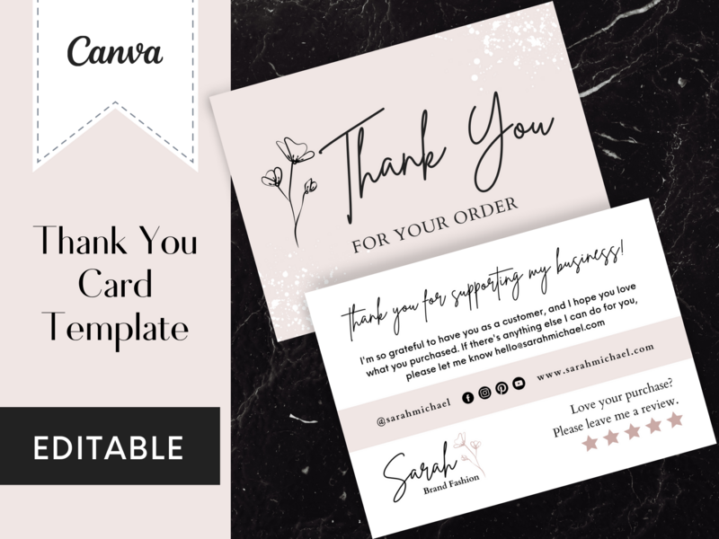 PRINTABLE Leave Review / Thank You Order Insert Card 