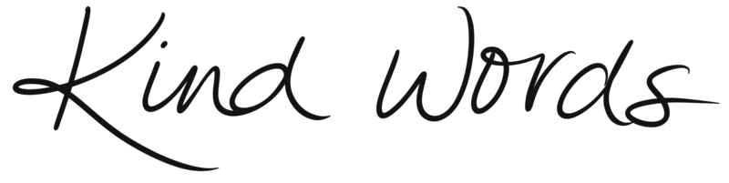 Vickie's handlettering reading 'Kind Words'