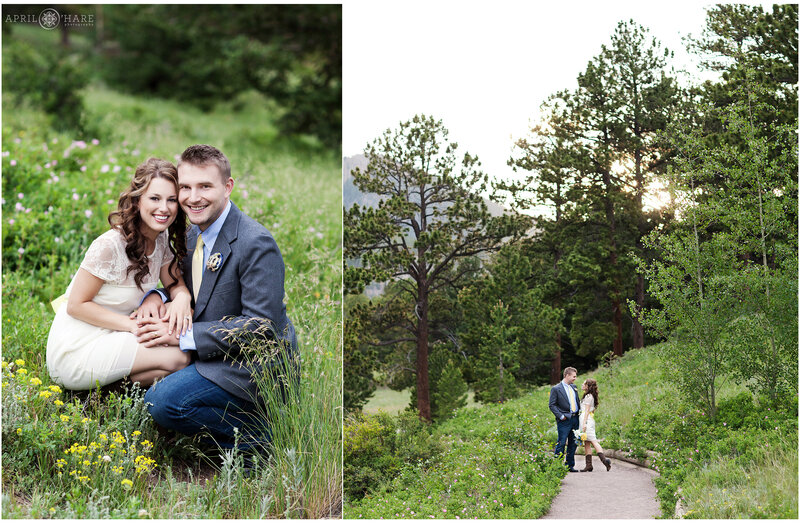Beautiful wedding photos during summer at Rocky Mountain National Park in Colorado
