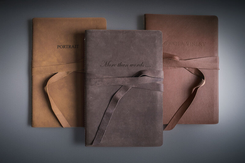 Bespoke leather wedding albums.
