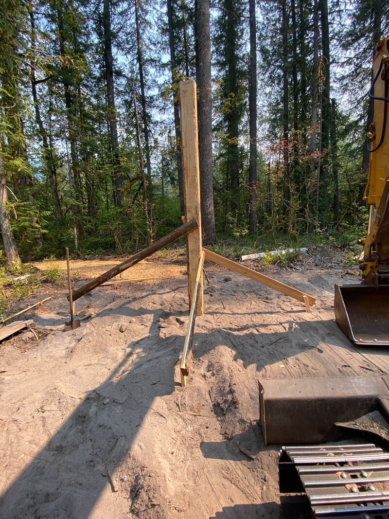 Simple wooden structure foundation with support beams