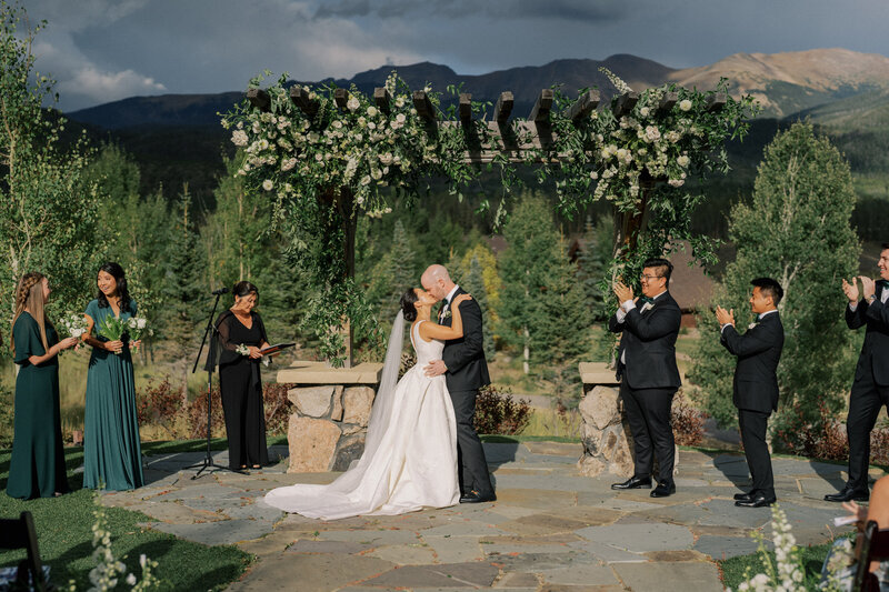 Ceremony kiss at Colorado wedding