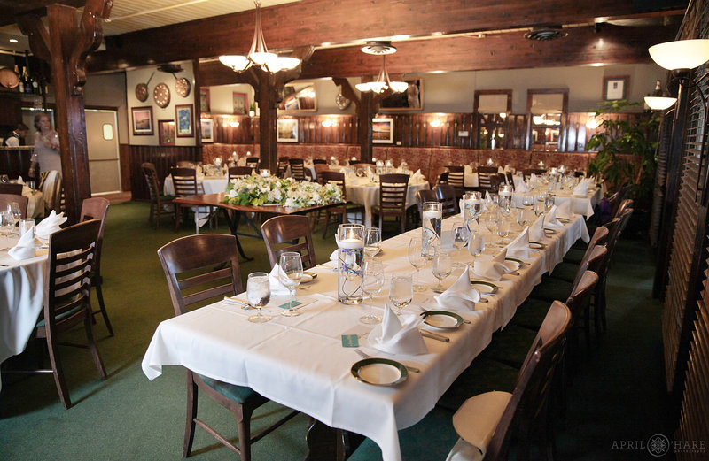 Interior Photo of the Main Dining Room set up for a wedding at The Greenbriar Inn in Boulder CO