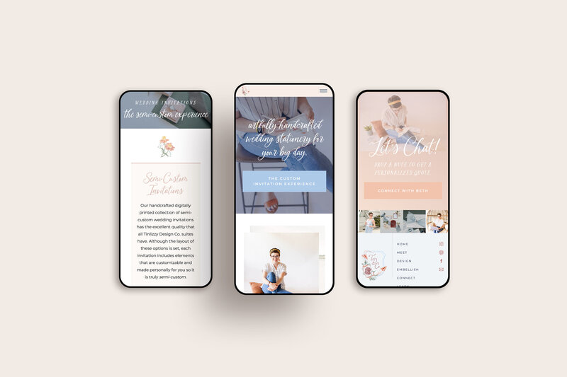 a mockup showing a whimsical website for a stationery business