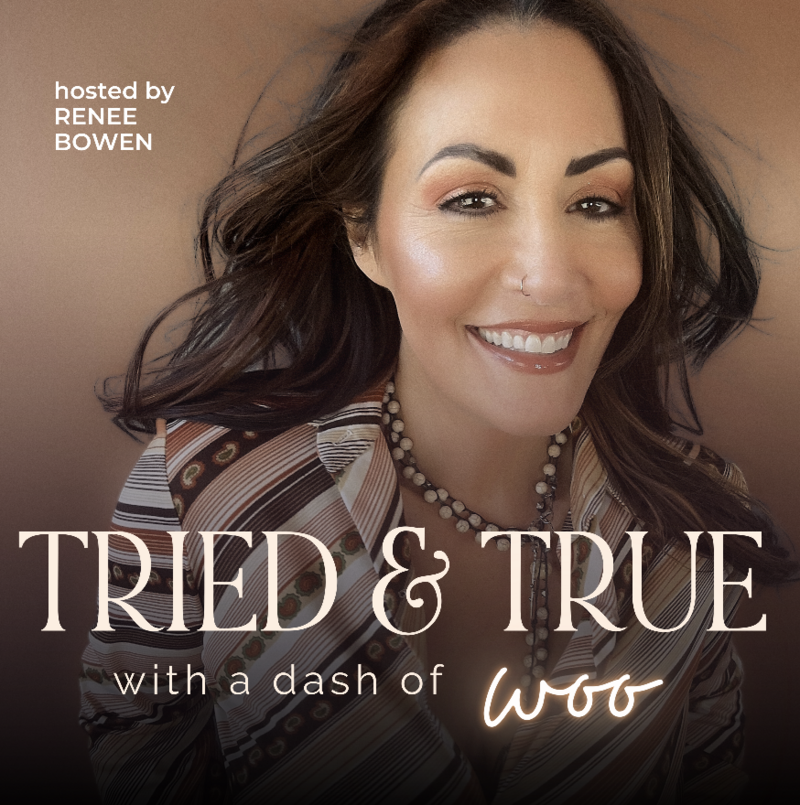podcast for senior rep team cover art woman with dark hair smiling holding a camera looking off to the side