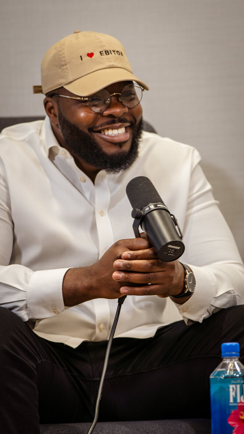Podcast guest speaking during a Perfecting Progression episode recording