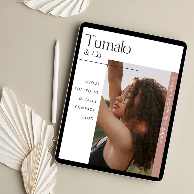 Tablet version of Tumalo, a Showit Website Template for Photographers by Holli True Designs