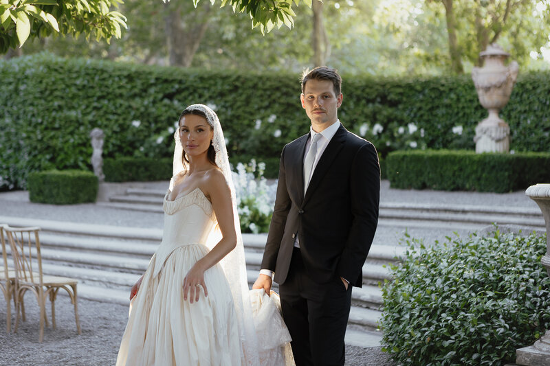 Timeless, elegant, romantic wedding photography in Napa Valley at golden hour. Corset wedding dress and lace veil.