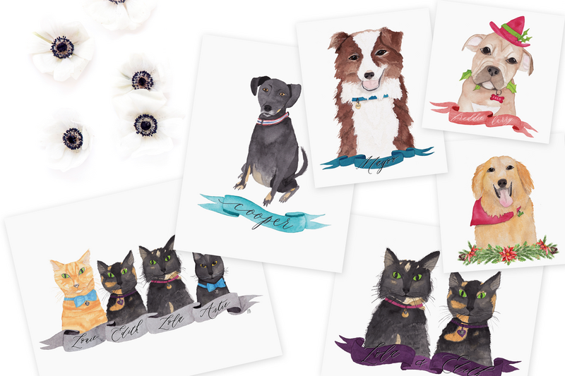 custom cat paintings watercolor dog portraits