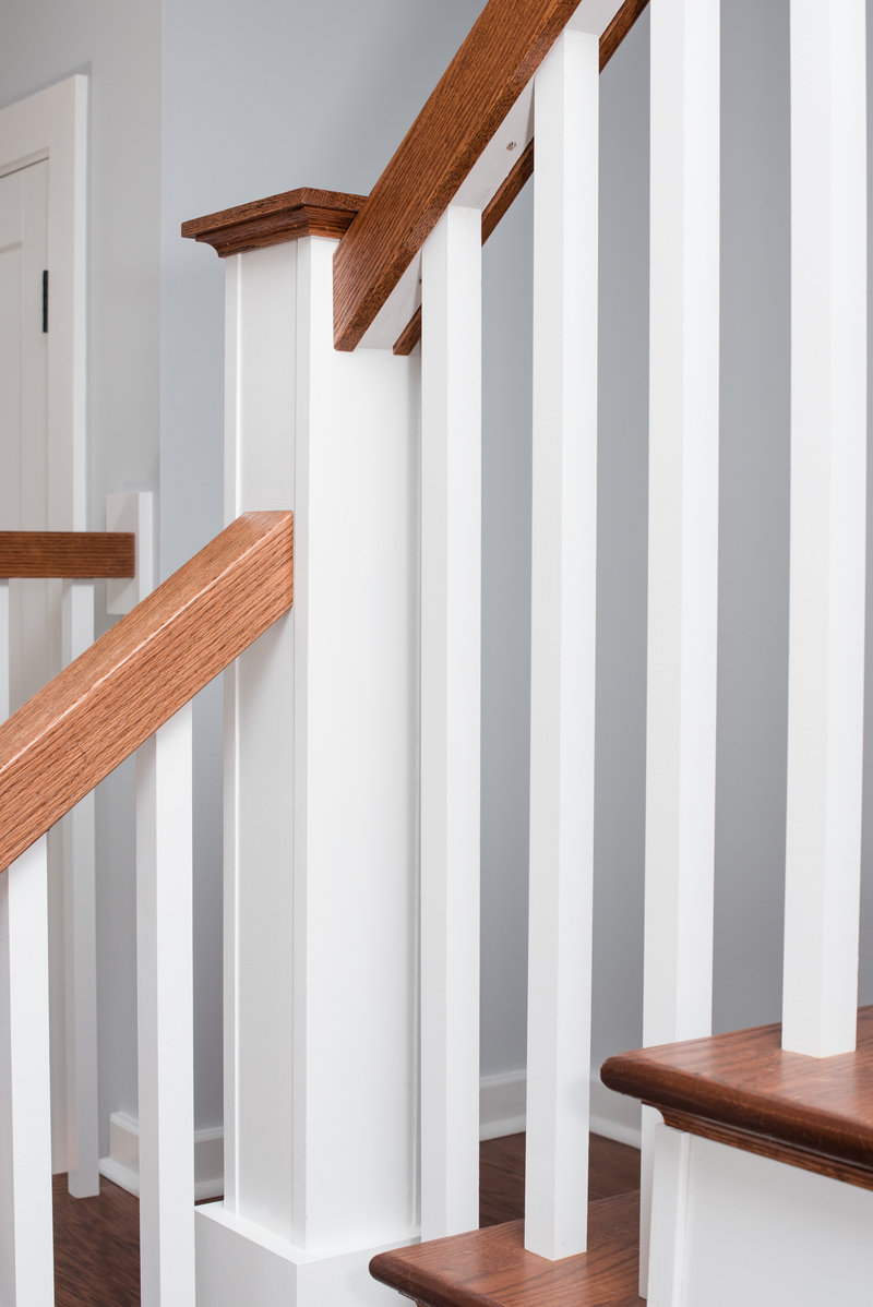 Interior Home Custom Remodel Stairway Railing Wood Details