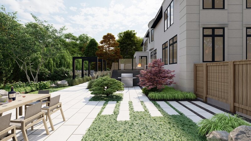 side view backyard landscape design