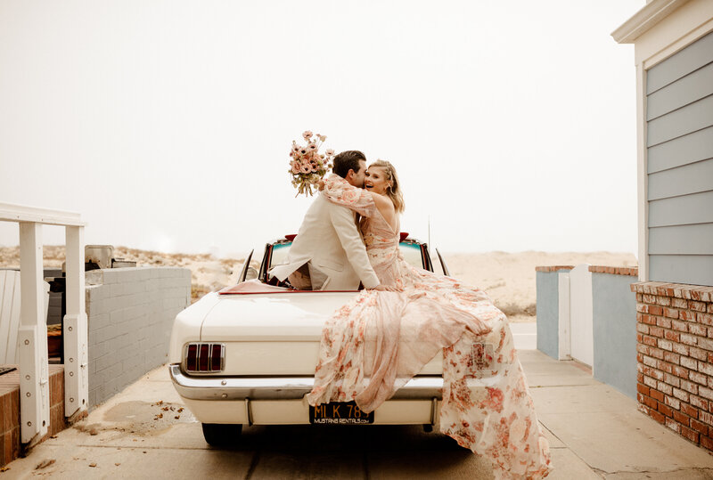 bride and groom at beach elopement in Laguna Beach
