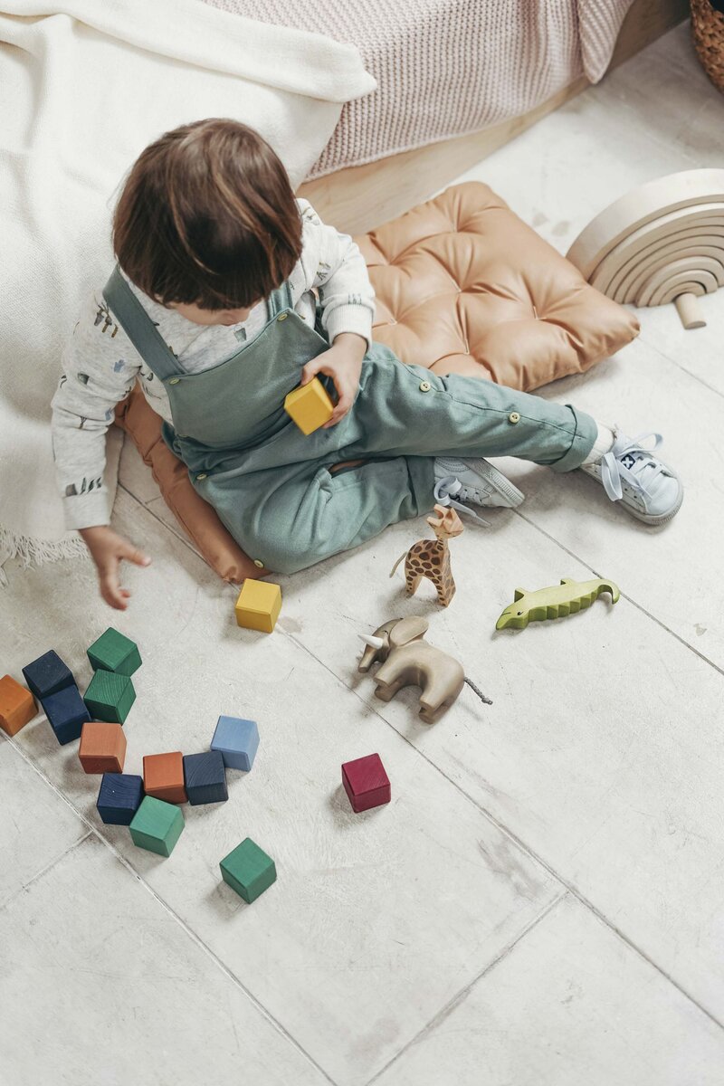 Child playing with blocks