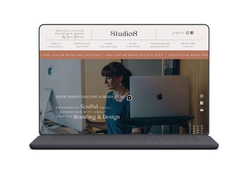 Website homepage for Studio8, branding and design studio with modern professional layout.