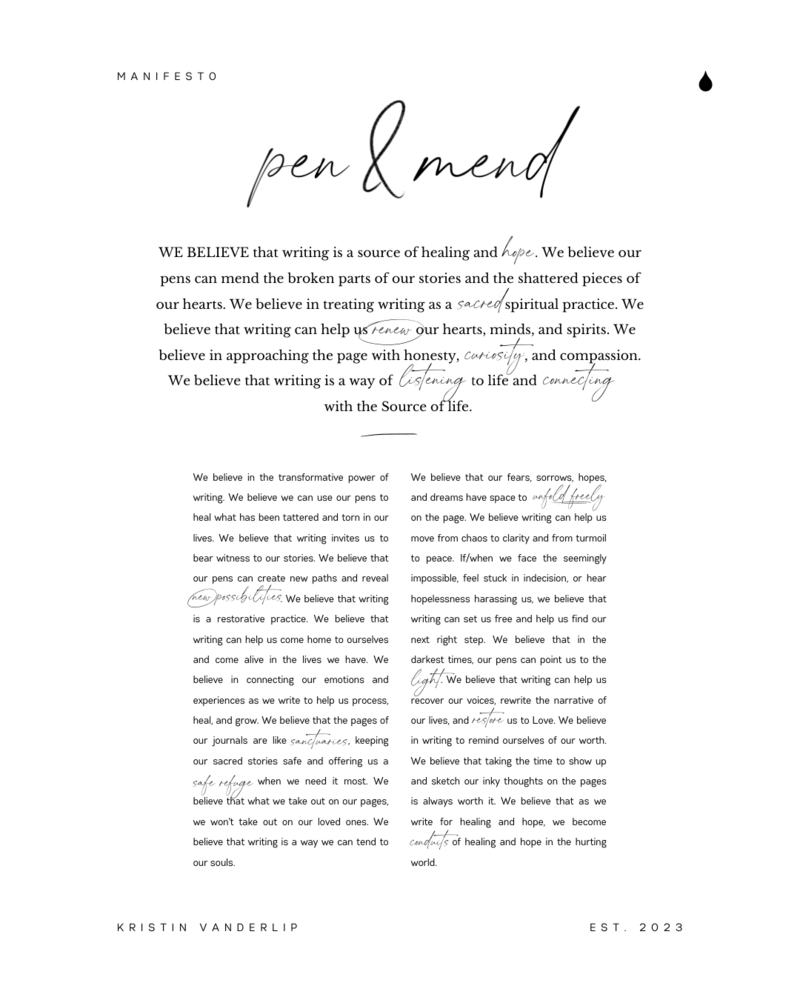 pen and mend manifesto version 2