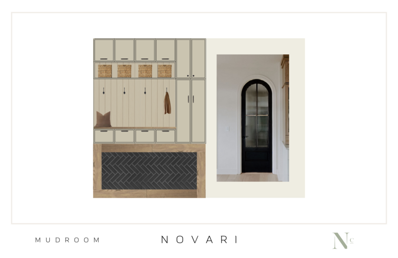 Interior design concept board of a mudroom in Vancouver BC