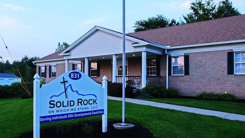 Image of the outside of the solid rock building in Chardon, Ohio.