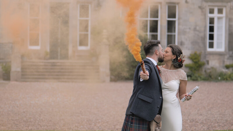 Netherbyres House Wedding Smoke Flares copy