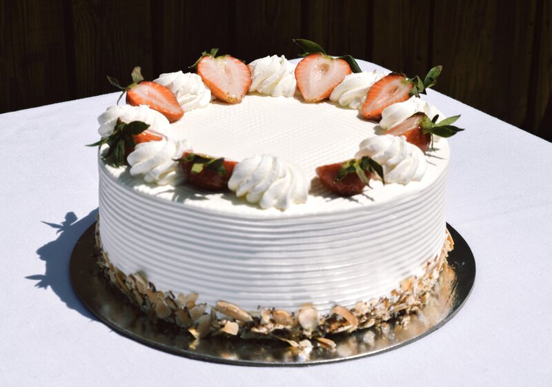 strawberry coconut cake from the swiss bakery