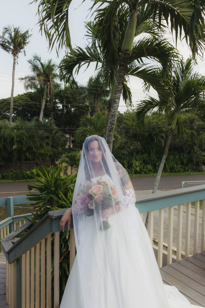 bride on wedding day on oahu hawaii