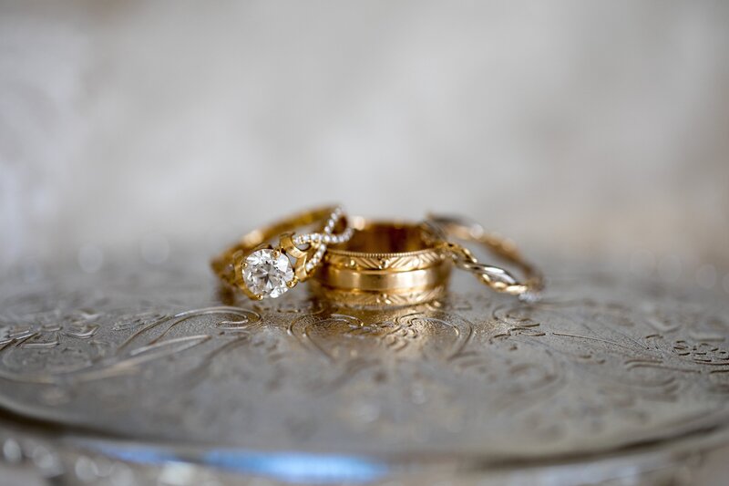 Gold wedding rings close-up