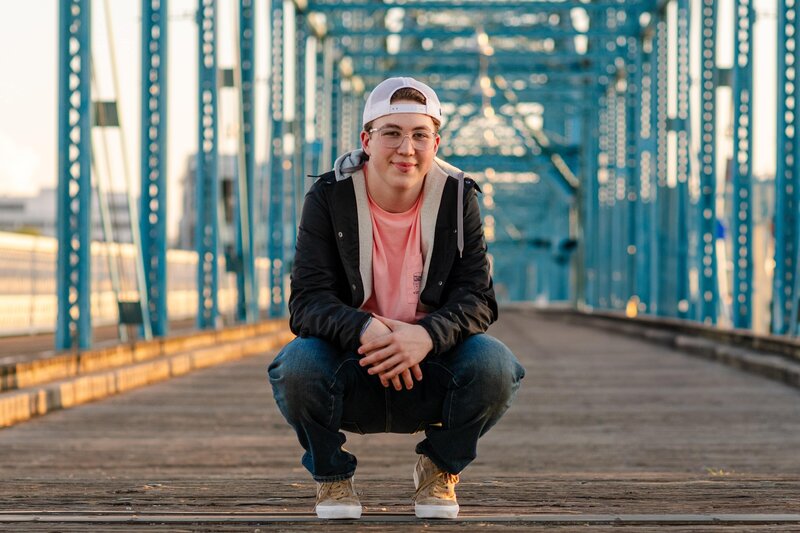 a signal mountain high school senior poses in a downtown chattanooga senior portrait session