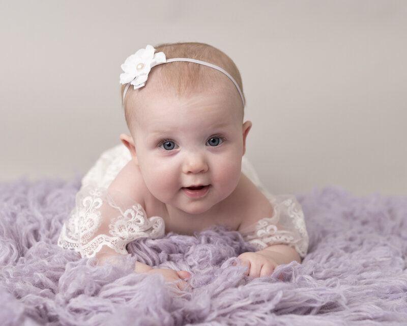 Lovely Baby in A Purple Fur Photo shoot by Laura King