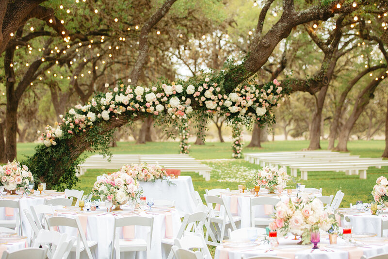 Wedding tree floral installation
