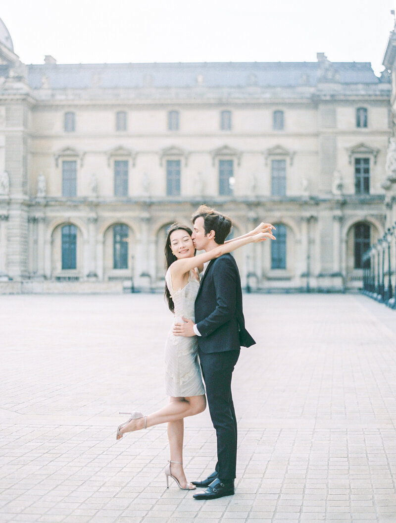 Couple near Palais Royal and Le Louvre, happy fine art image