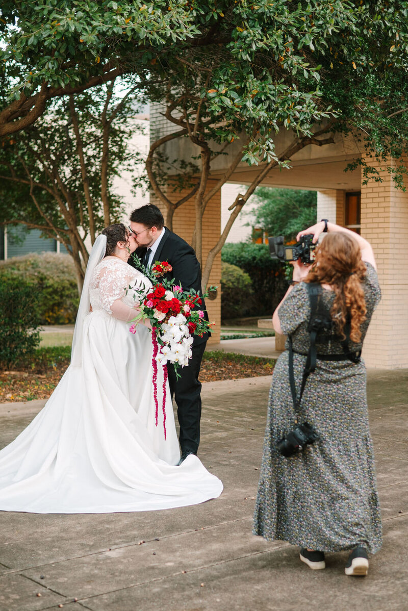 Allison Bolin Texas wedding photographer taking photos of a bride and groom